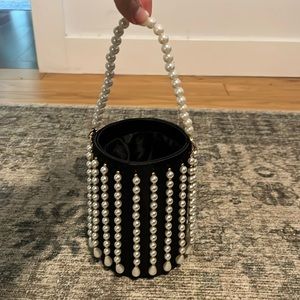 Pearl black satin bag